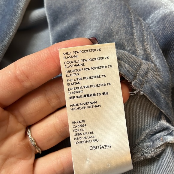 By Anthropologie Blue Velvet Short Sleeve Mock Neck Top- L - Picture 6 of 6